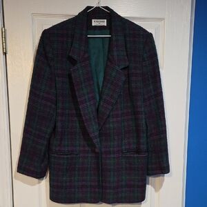 Alfred Dunner Women's Plaid Blazer - Black, Green, and Purple